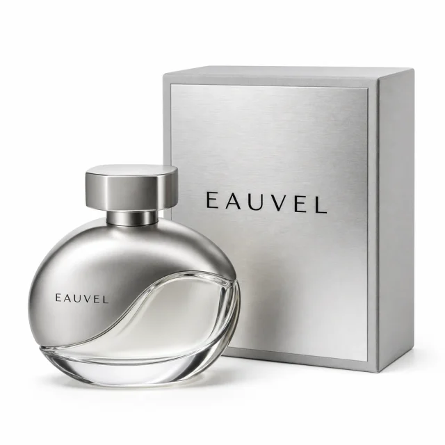 EAUVEL Iris Argent perfume bottle and box